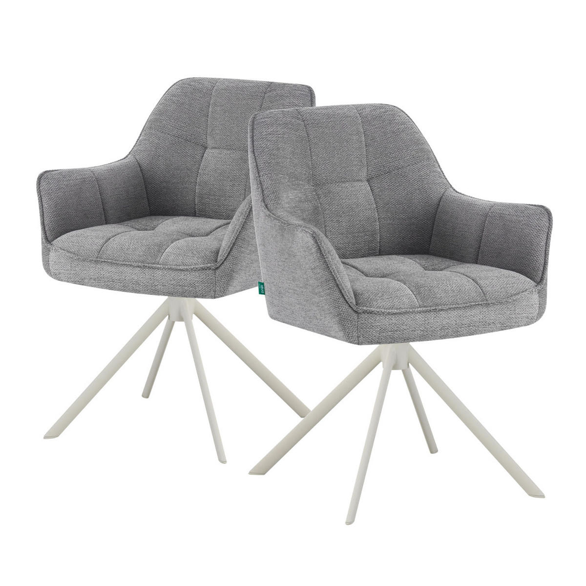 ESSZIMMERSTUHL THOMAS-DINA 2er-Set 360°drehbar - Weiß/Grau, Textil/Metall (61/83/62cm) - DUBI Möbel