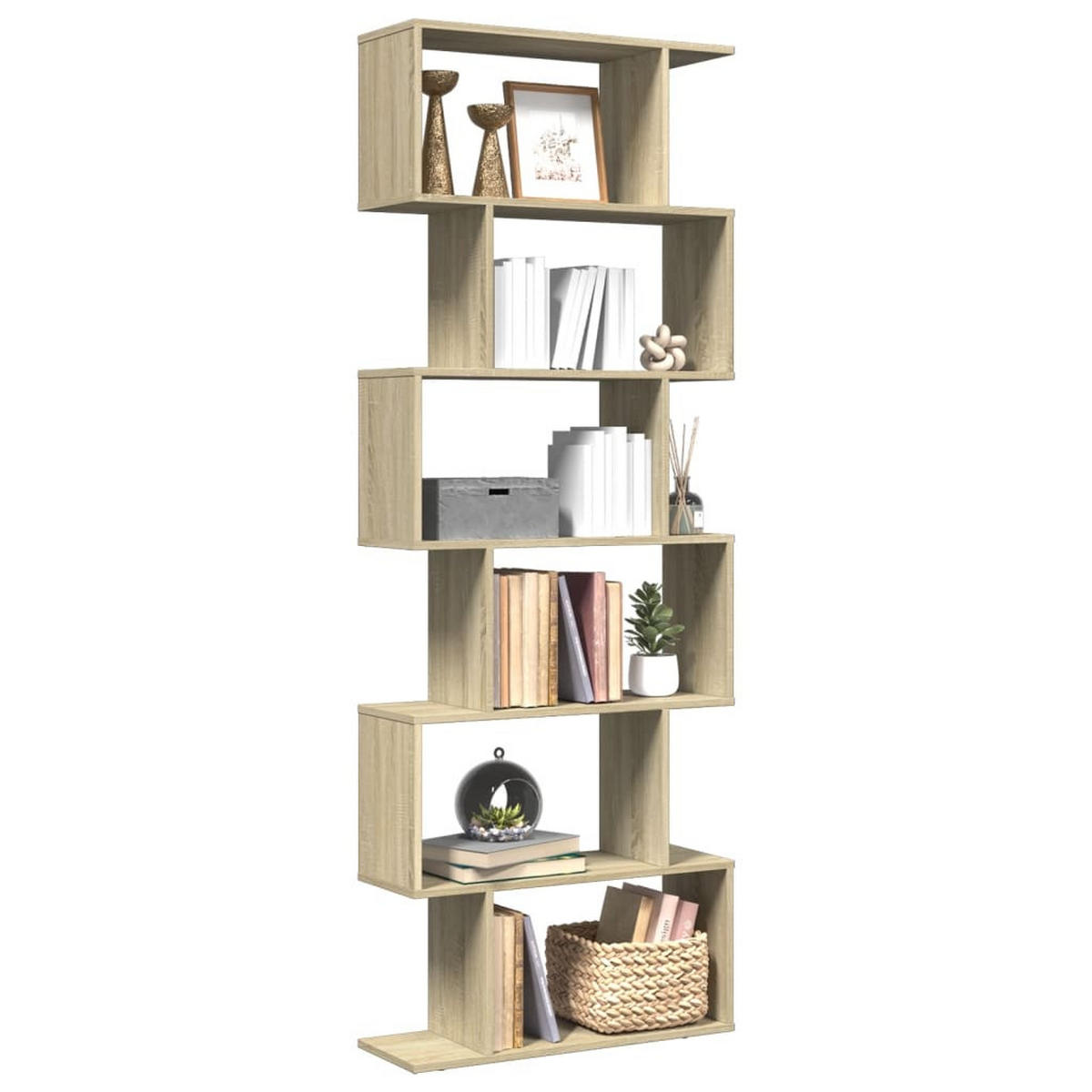 BÜCHERREGAL mit 6 Ebenen 70/24/193 cm aus Holzwerkstoff Sonoma-Eiche Dekor - Sonoma Eiche, Holz (70/193/24cm) - vidaXL