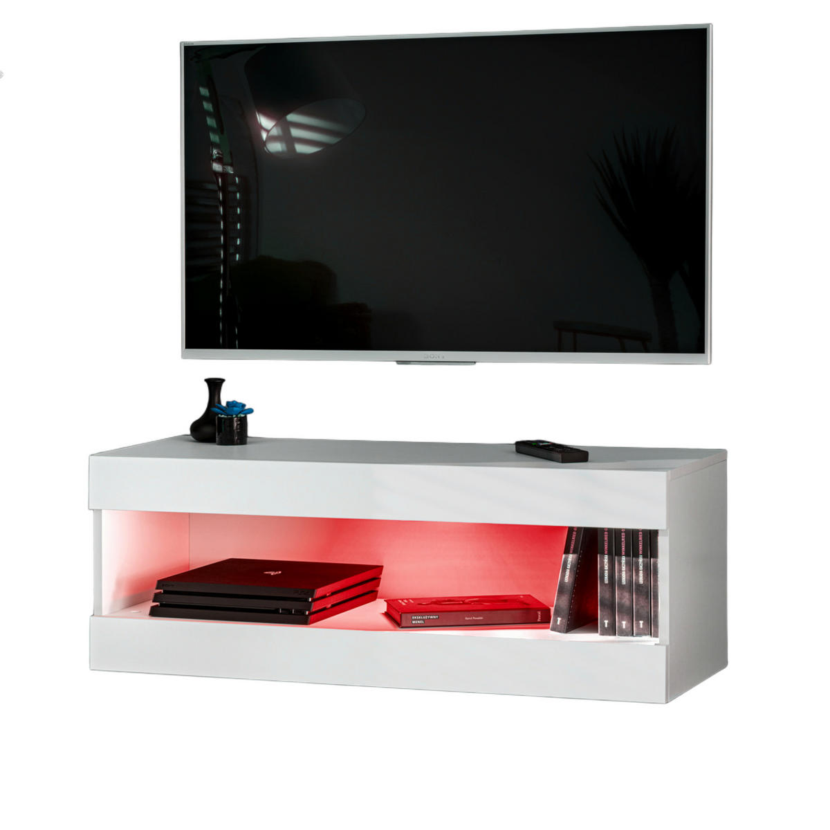 HÄNGEBOARD TV TIVOLI RTV2+RGB Offener Raum Weiß + Weiß - Weiß, Glas/Holzwerkstoff (100/36/35cm) - Komodee