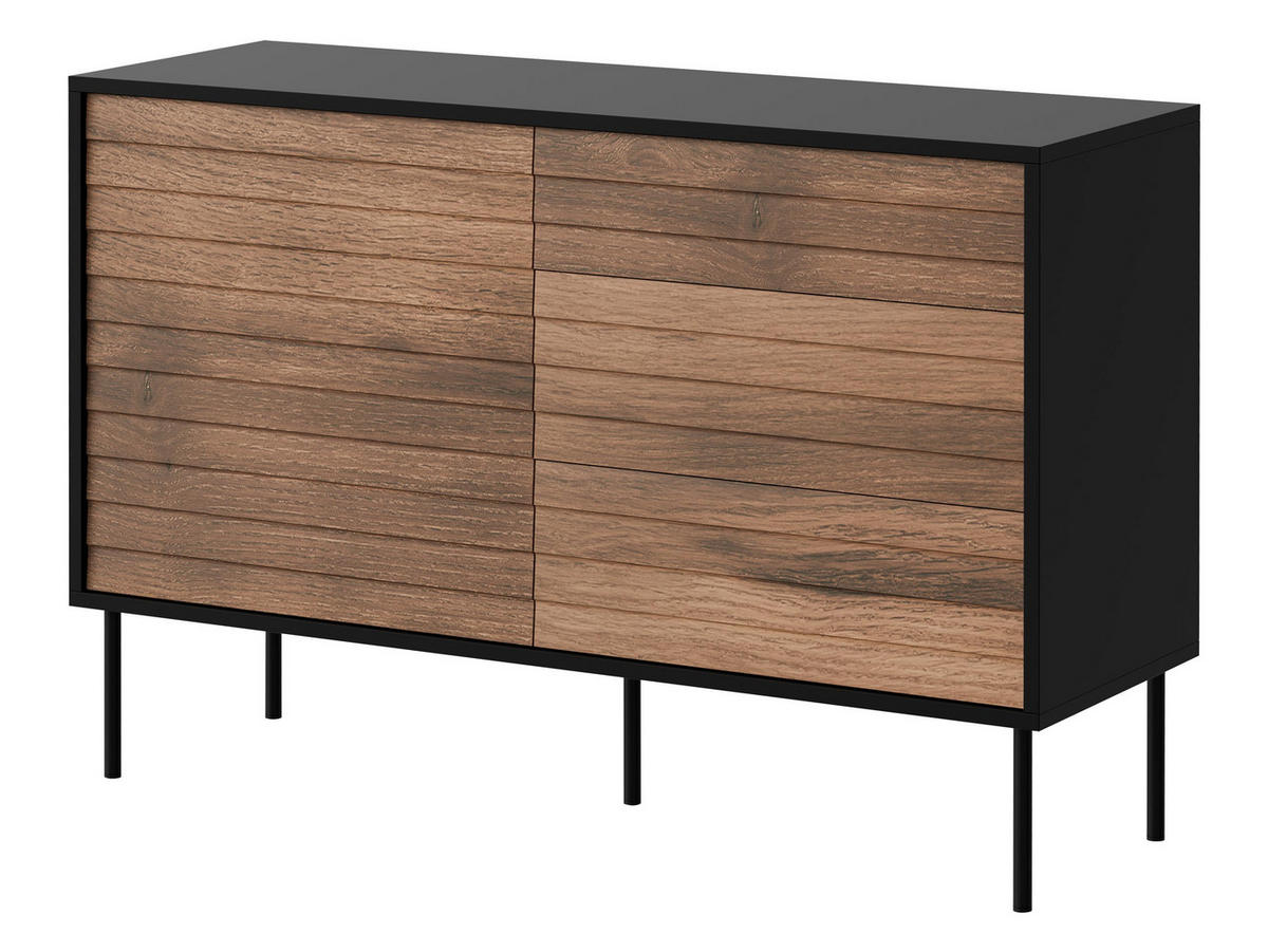 KOMBIKOMMODE Cortina 120 1D3S - Schwarz/Braun, Holzwerkstoff/Metall (120/81/40cm) - MIRJAN24