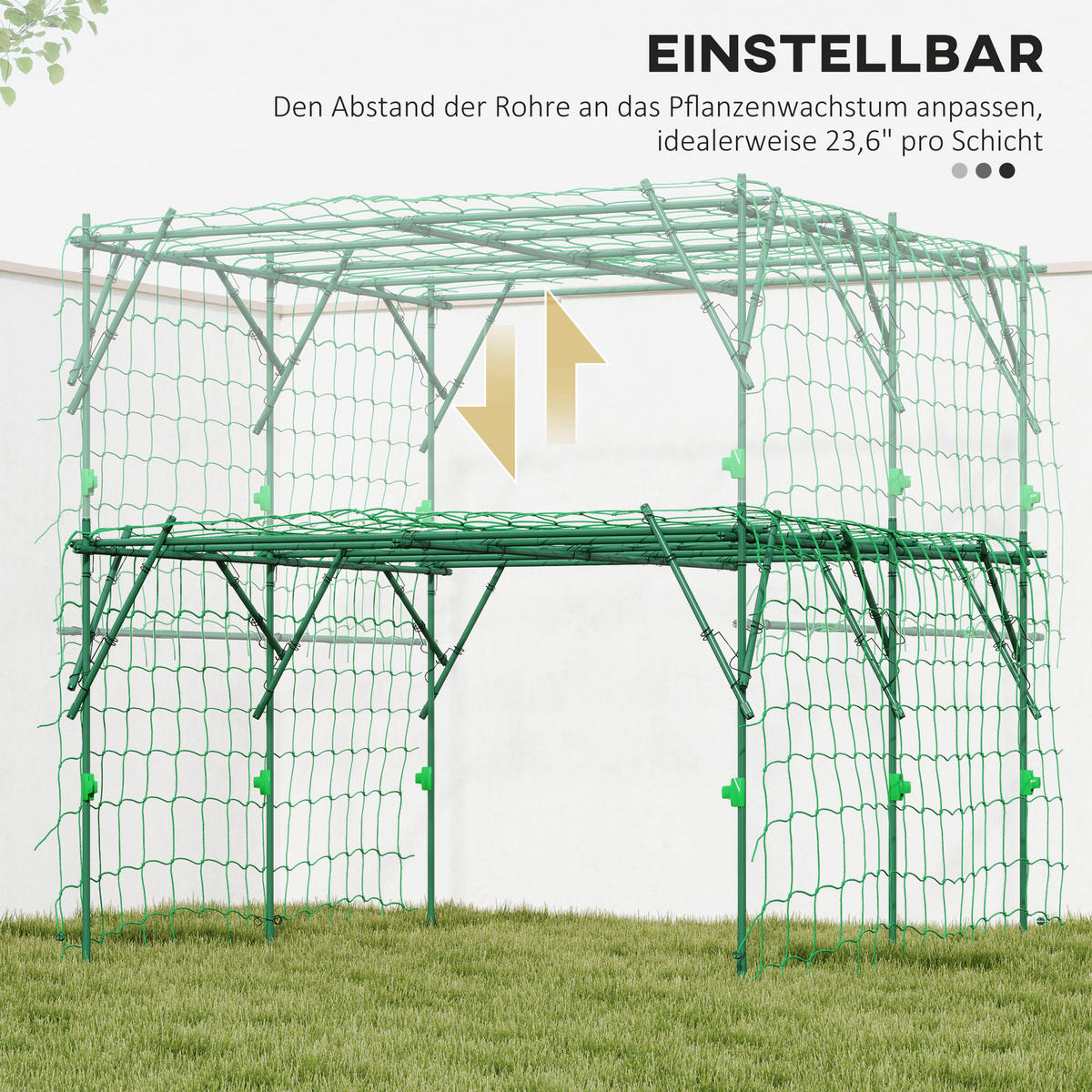 RANKGITTER Stahl PE Grün - Grün, Metall (223/223/223cm) - Outsunny