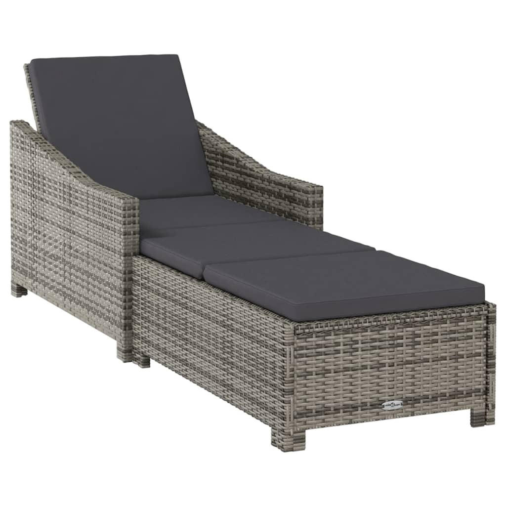 SONNENLIEGE mit Dunkelgrauer Auflage Poly Rattan Grau - Grau, Kunststoff (68/63/201cm) - furnicato