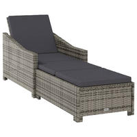 SONNENLIEGE mit Dunkelgrauer Auflage Poly Rattan Grau - Grau, Kunststoff (68/63/201cm) - furnicato