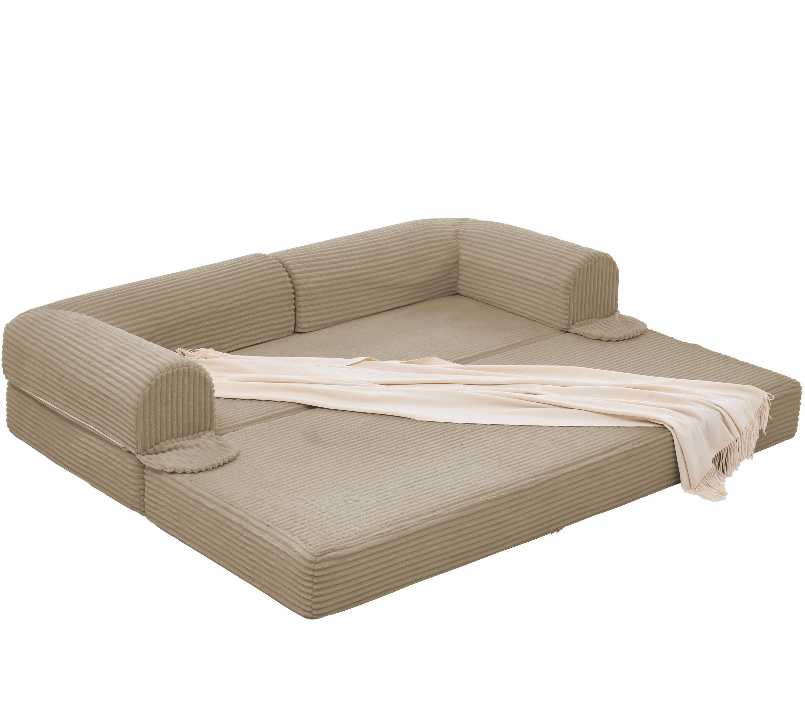 SCHLAFSOFA Cordstoff, 2-in-1 Klappsofa, 2-Sitzer, Sofabett 190×156 cm, Braun - Braun, Textil (190/65/78cm) - LVHOM