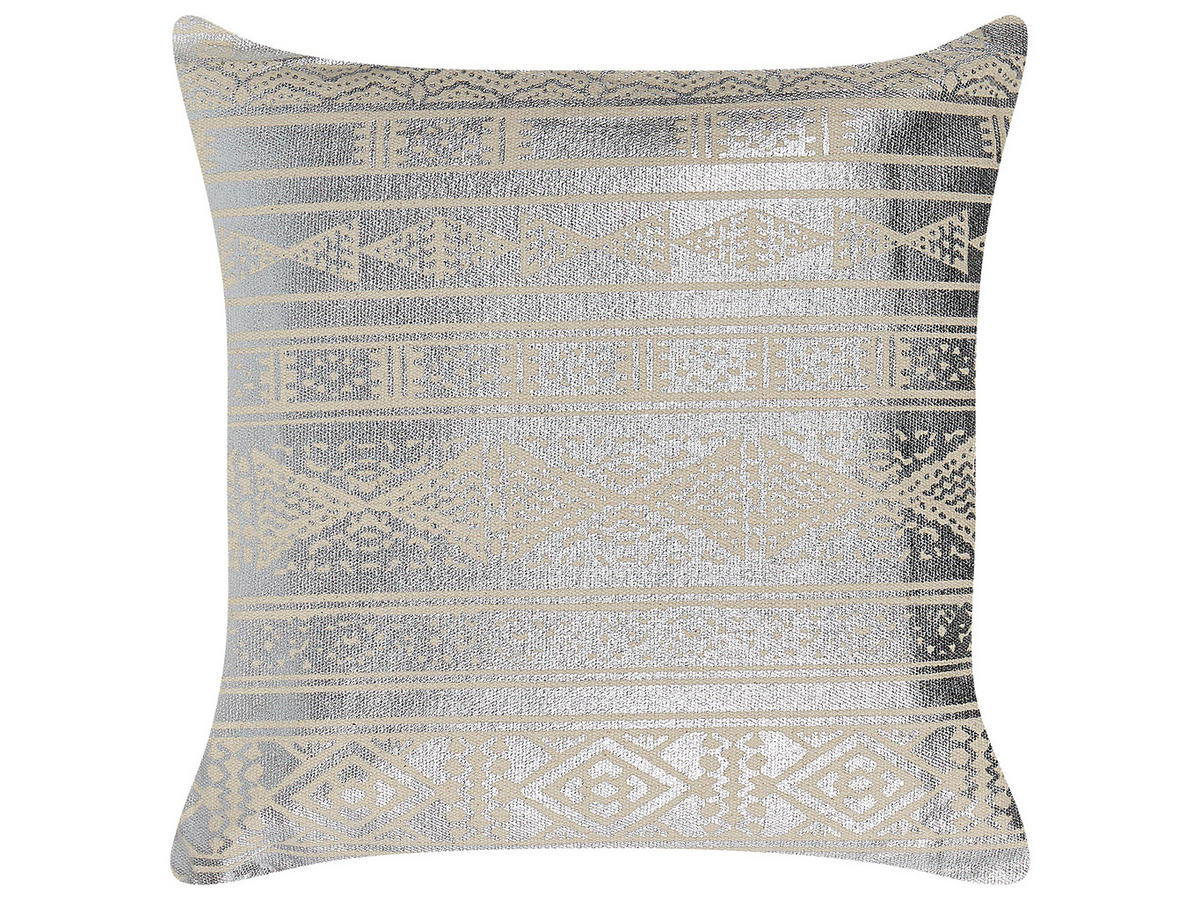 DEKOKISSEN 2er-Set Silber 50/50 cm Oujda - Silberfarben, Naturmaterialien/Textil (50/50cm) - Beliani