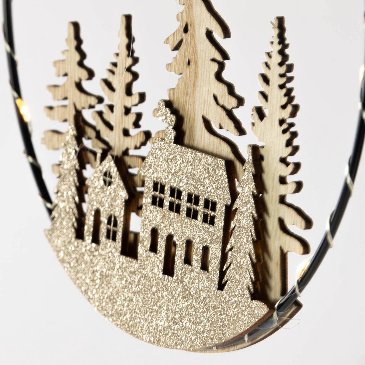 WEIHNACHTSDEKORATION LED zum Aufhängen Ø 20 cm - Beige, Holz (1/20/20cm) - Home Styling Collection