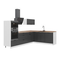 KUHINJA V OBLIKI ČRKE L Fame-Line, Temno siva/Bela, 287 x 207 cm, DP Hrast - temno siva/bela, leseni material (287/153.6/60cm) - Vicco