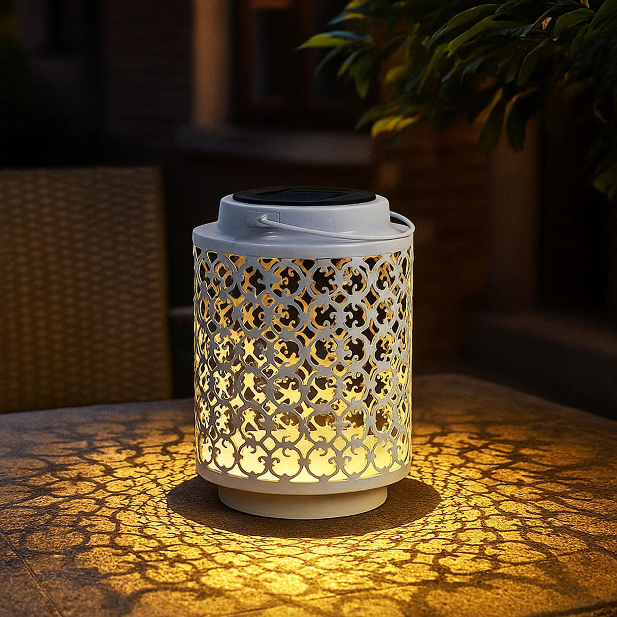LED AUSSENLEUCHTE Metall Weiß Orientalisch 4er Set - Weiß, Metall (13/18/13cm) - Nowa
