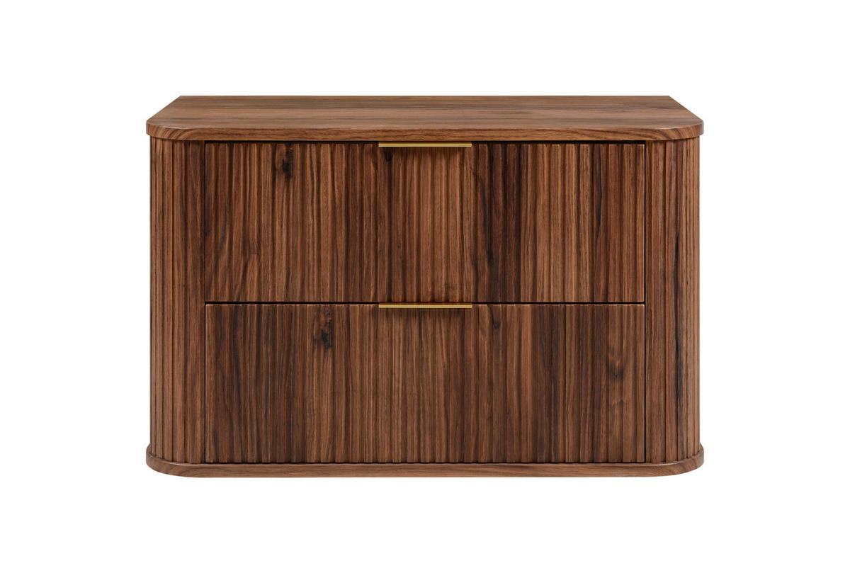 BADEZIMMERSCHRANK, Eiche-Nussbaum, Goldene Griffe, 41,5 x 80 x 51,7 cm - Dunkelbraun/Goldfarben, Holzwerkstoff/Kunststoff (80.4/51.7/41.5cm) - 3XE LIVING