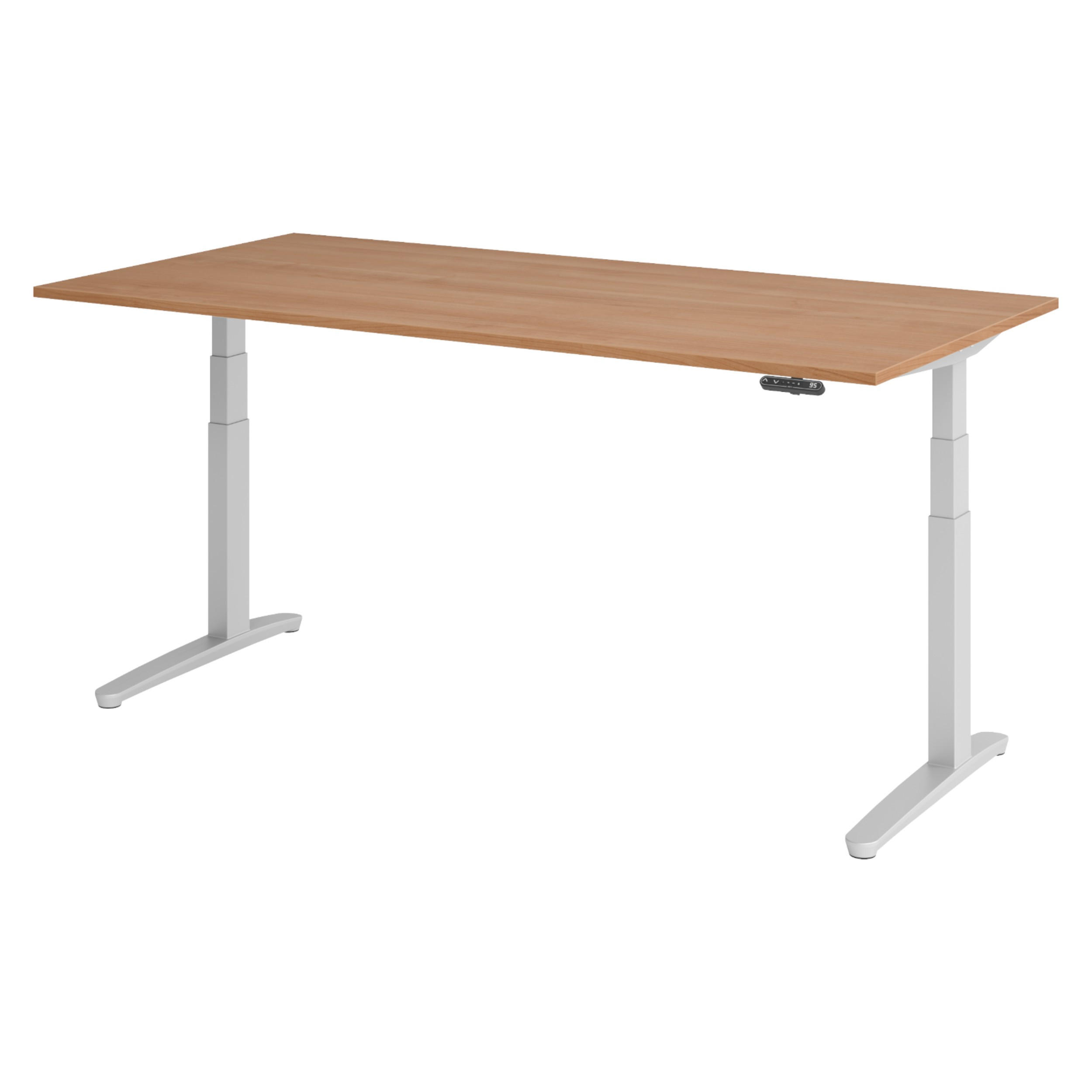 SCHREIBTISCH elektrisch XBHM 100/200/74 cm in Nussbaumfarben/Silberfarben - Silberfarben/Nussbaumfarben, Holzwerkstoff (100/200/74cm) - bümö
