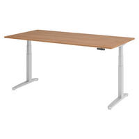 SCHREIBTISCH elektrisch XBHM 100/200/74 cm in Nussbaumfarben/Silberfarben - Silberfarben/Nussbaumfarben, Holzwerkstoff (100/200/74cm) - bümö