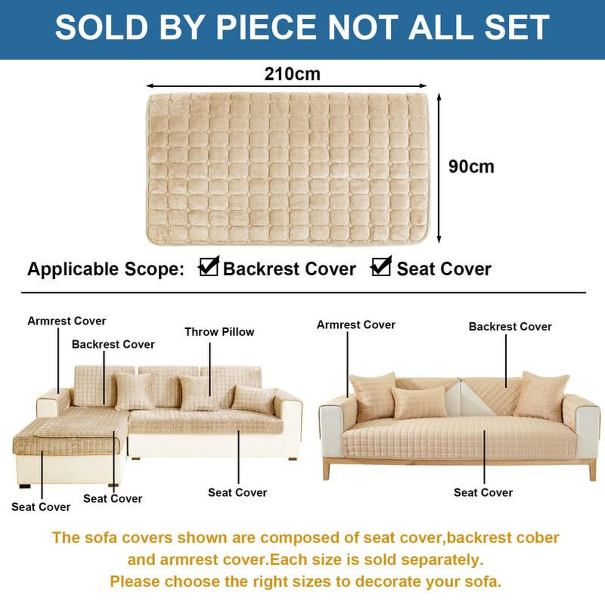 SOFAÜBERWURF Beige 1 stück - Ecru, Textil (90/180cm) - Kaket