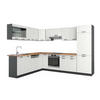 ECKKÜCHE R-Line Weiß Landhaus/Anthrazit 227 x 287 cm, AP Eiche - Anthrazit/Creme, Holzwerkstoff (287/81.6/60cm) - Vicco