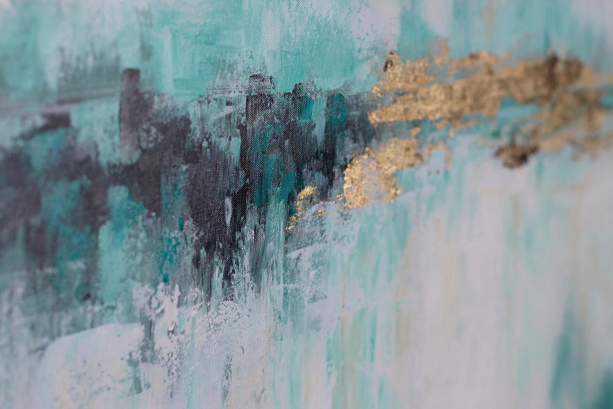 ACRYLBILD HANDGEMALT 100/75 cm - Türkis, Holz/Textil (100/75cm) - KUNSTLOFT