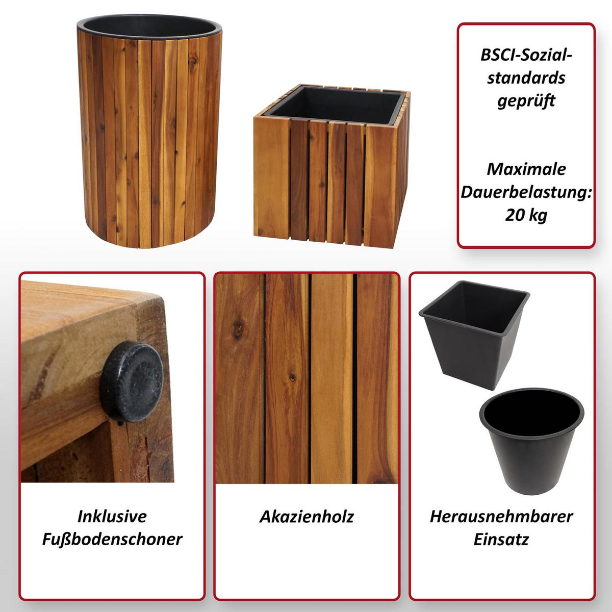 PFLANZKASTEN Braun, Schwarz - Schwarz/Braun, Holz (34/50/34cm) - MCW