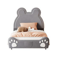 KINDERBETT 90x200 Grau Velours Bärenform - Grau, Textil (90/200cm) - FLIEKS