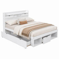 BETT mit Stauraum 140x200 cm Weiß mit USB und Schubladen - Weiß, Holz (140/200cm) - Meubliv