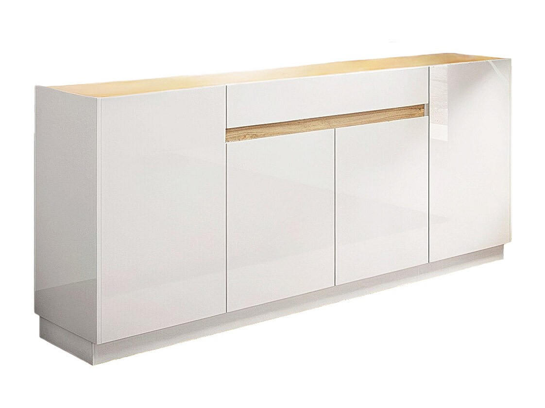 SIDEBOARD mit 4 Türen & 1 Schublade - Weiß & Holzfarben - EMORA - Naturfarben, Holz (205/87/40cm) - Vente-Unique