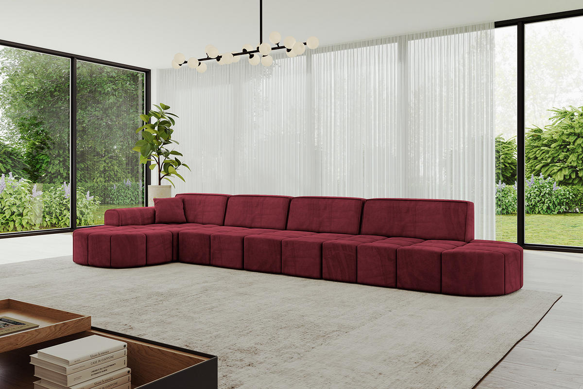 ECKSOFA Ottomane Links LIVO-L3 - 413x171x79,5 cm Bordeauxrot - Bordeaux, Holzwerkstoff/Textil (413/79.5/171cm) - ALTDECOR