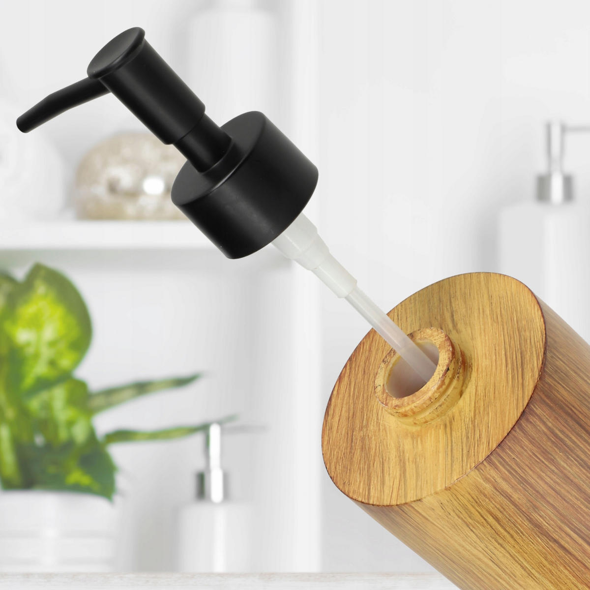 BADEZIMMERSET SEIFENSPENDER + Badezimmerbecher-Set - Braun, Kunststoff (8/19cm) - KADAX