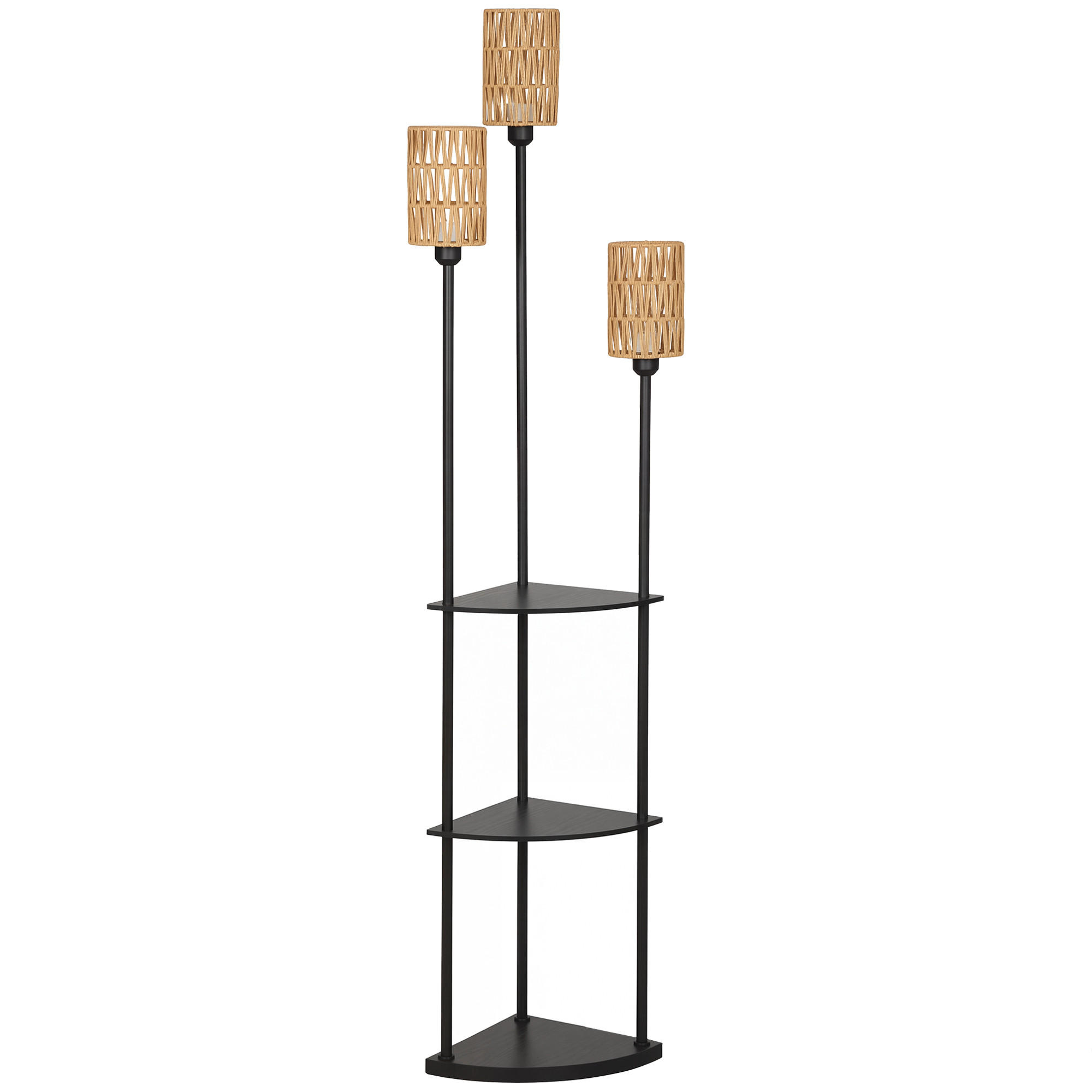 STEHLAMPE MDF Papier Schwarz - Schwarz, Holzwerkstoff (47/36/179cm) - HOMCOM