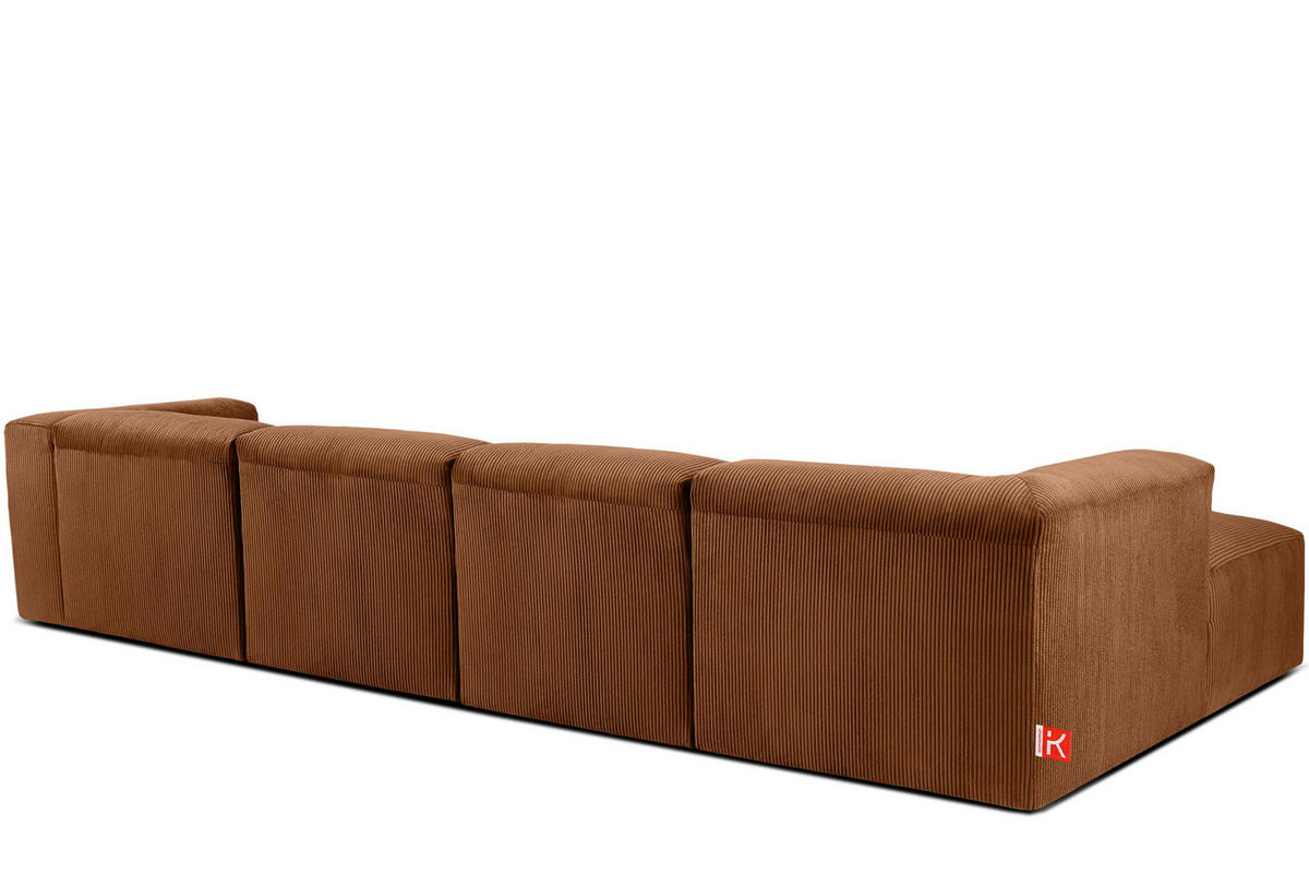 ECKMODULSOFA-LINKS BUFFO 6-Sitzer mit extrem weicher Sitzfläche, Kordstoff, ore - Orange, Textil (377/180cm) - KONSIMO®