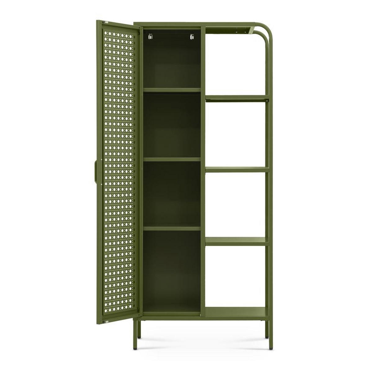 REGAL Industrielles aus olivgrünem Metallgitter mit 1 Tür und 4 Fächern - HERA - Grün, Metall (75/175/35cm) - Sicaan