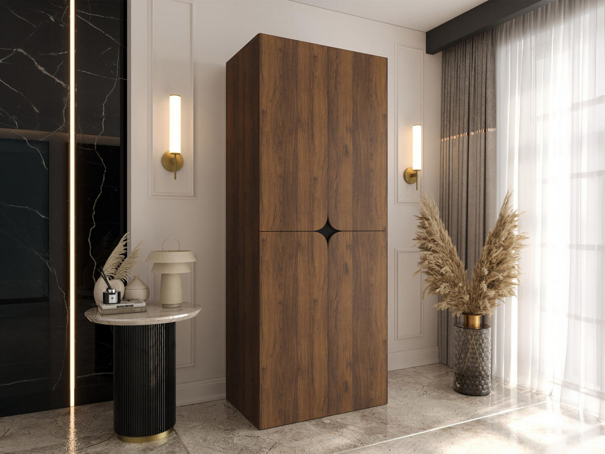 DREHTÜRENSCHRANK Espresso 90 cm - Nussbaumfarben/Schwarz, Holzwerkstoff/Kunststoff (90/203/50cm) - MIRJAN24