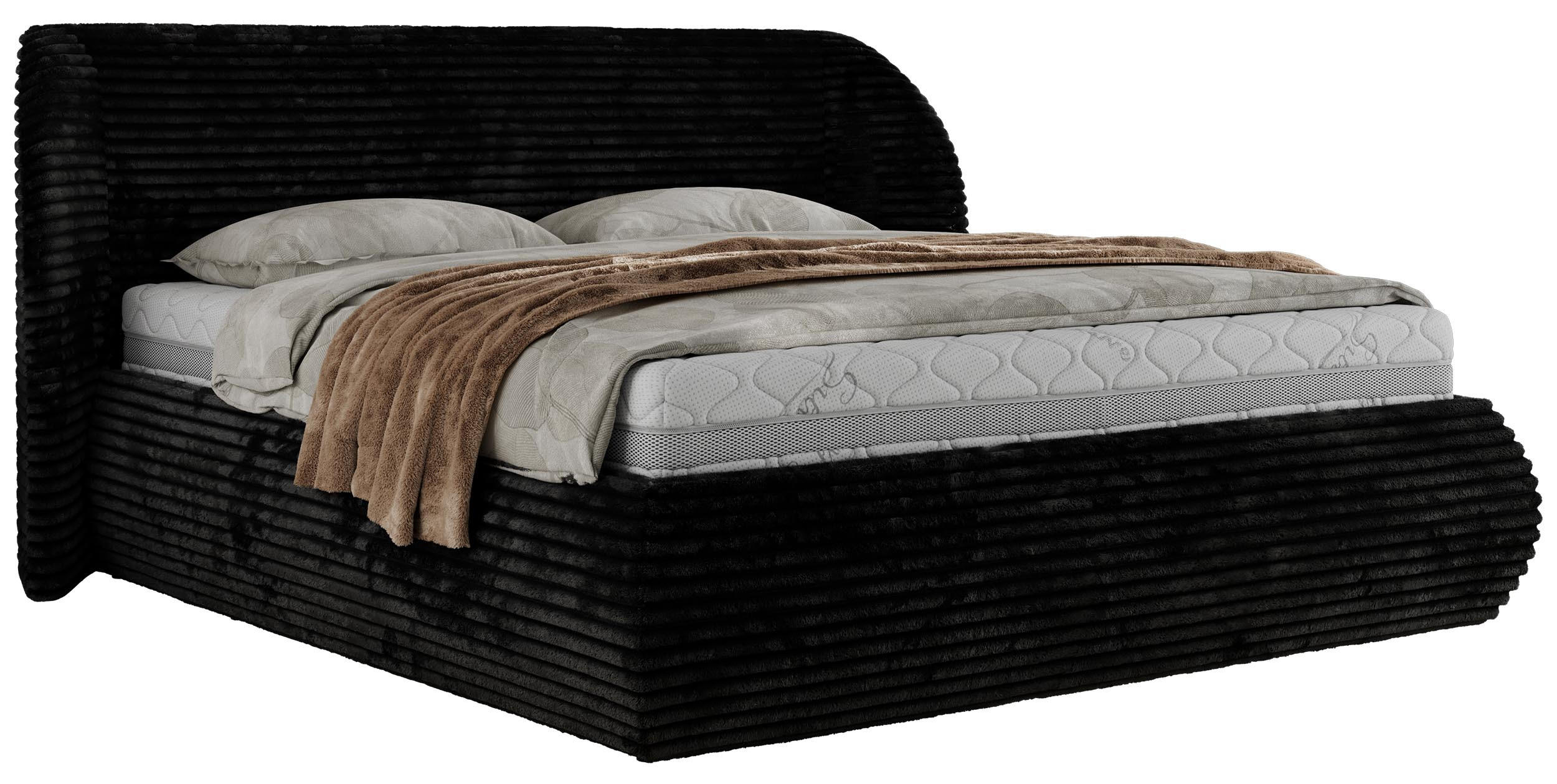 POLSTERBETT CAELA CLASSIC 160/200 - Schwarz Cord - Schwarz, Textil (160/200cm) - MKS