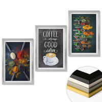 WANDBILDER 3er Set - 40x60 cm Silberner Rahmen - Gewürze, Kaffee, Kräuter, Muster - Silberfarben, Kunststoff (40/60cm) - ArtPrintCave