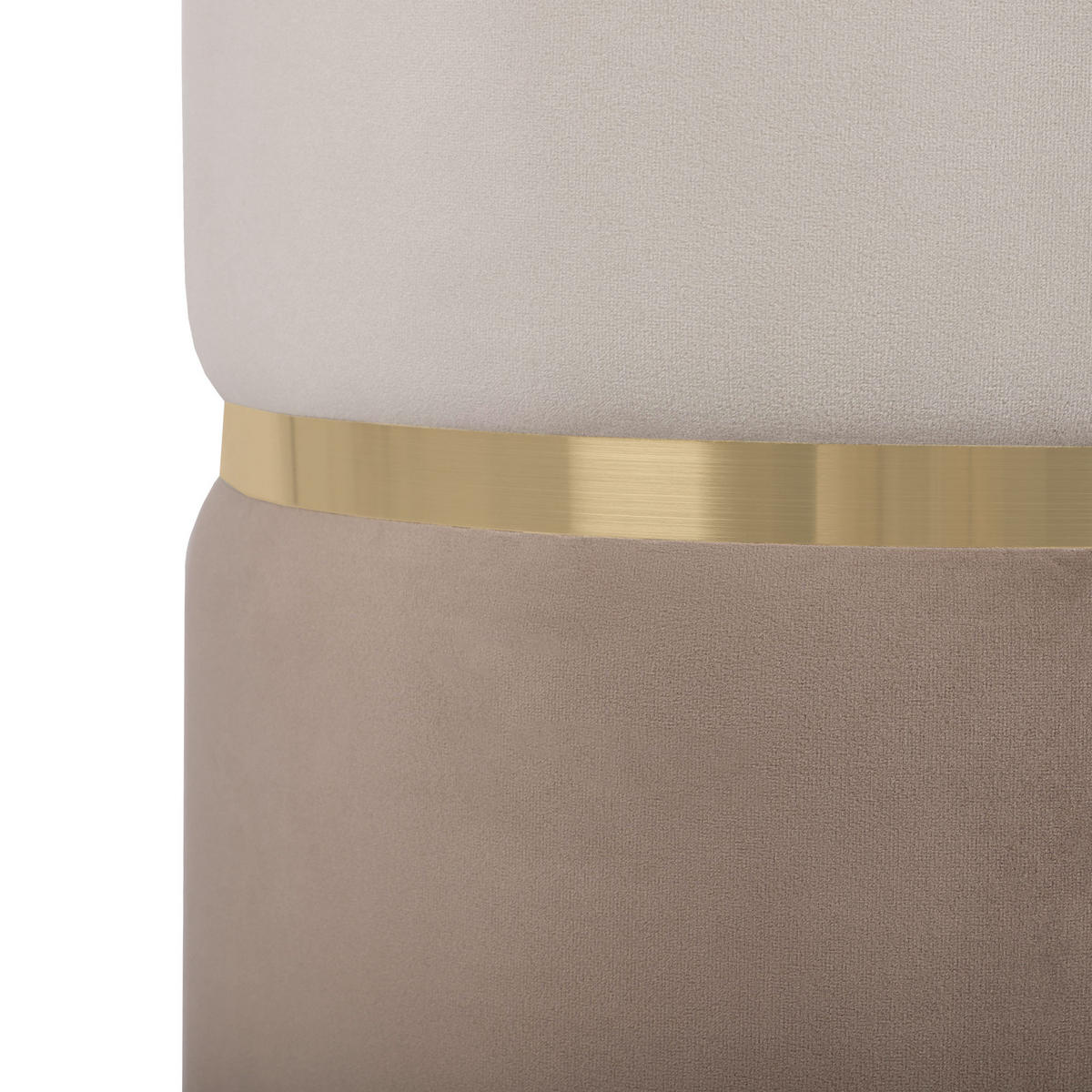 POUF Louise aus beigem Samt und goldenem Metall - Beige, Holzwerkstoff/Textil (35/44/35cm) - Sicaan