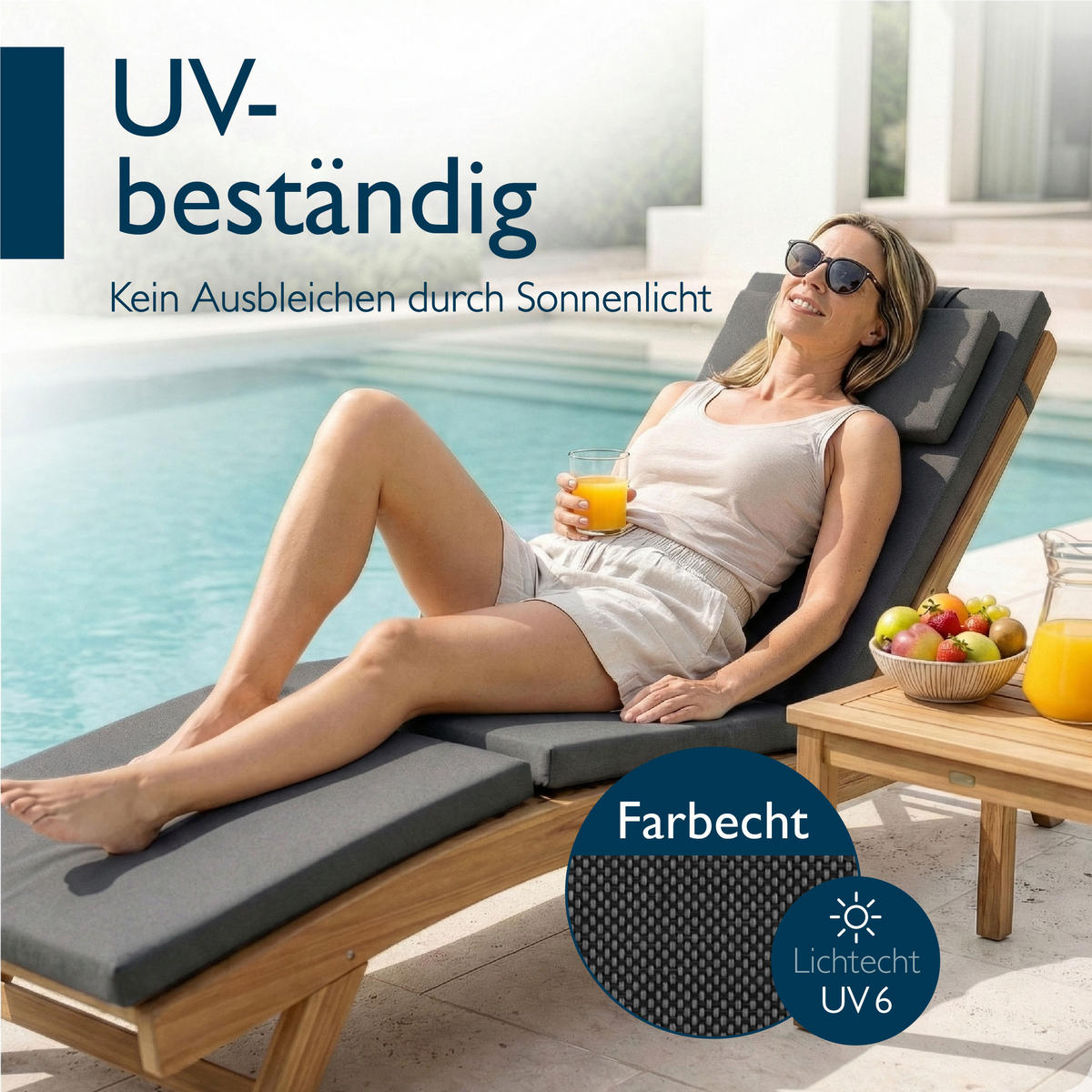 DECKCHAIRAUFLAGE QD-DC 175x45x5cm Anthrazit - Anthrazit, Textil (45/175cm) - Beautissu 