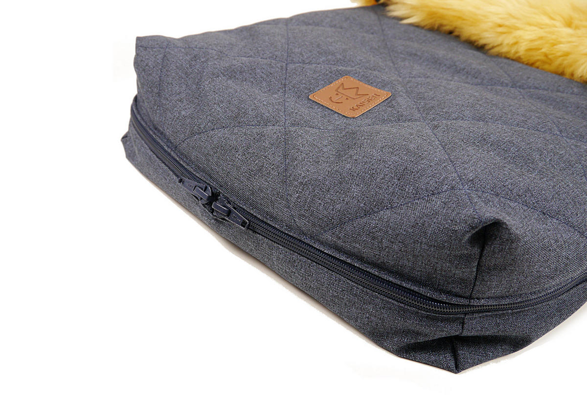 LAMMFELL-FUSSSACK Nelly, medizin, navy melange - Blau, Fell (46/8/88cm) - Kaiserbaby