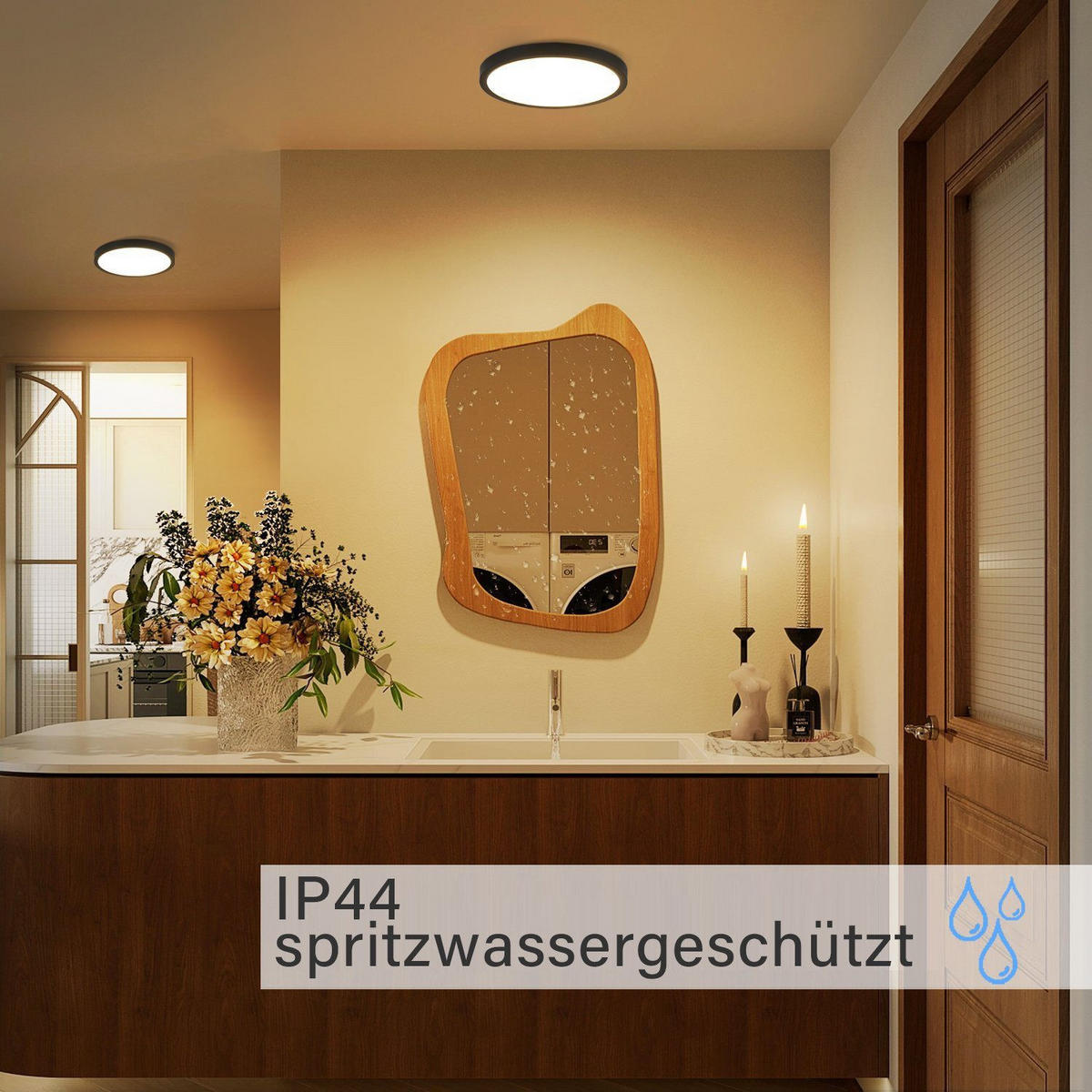 LED-DECKENLEUCHTE Crescentia 18/18/3 cm - Schwarz, Kunststoff (18/18/3cm) - Nettlife