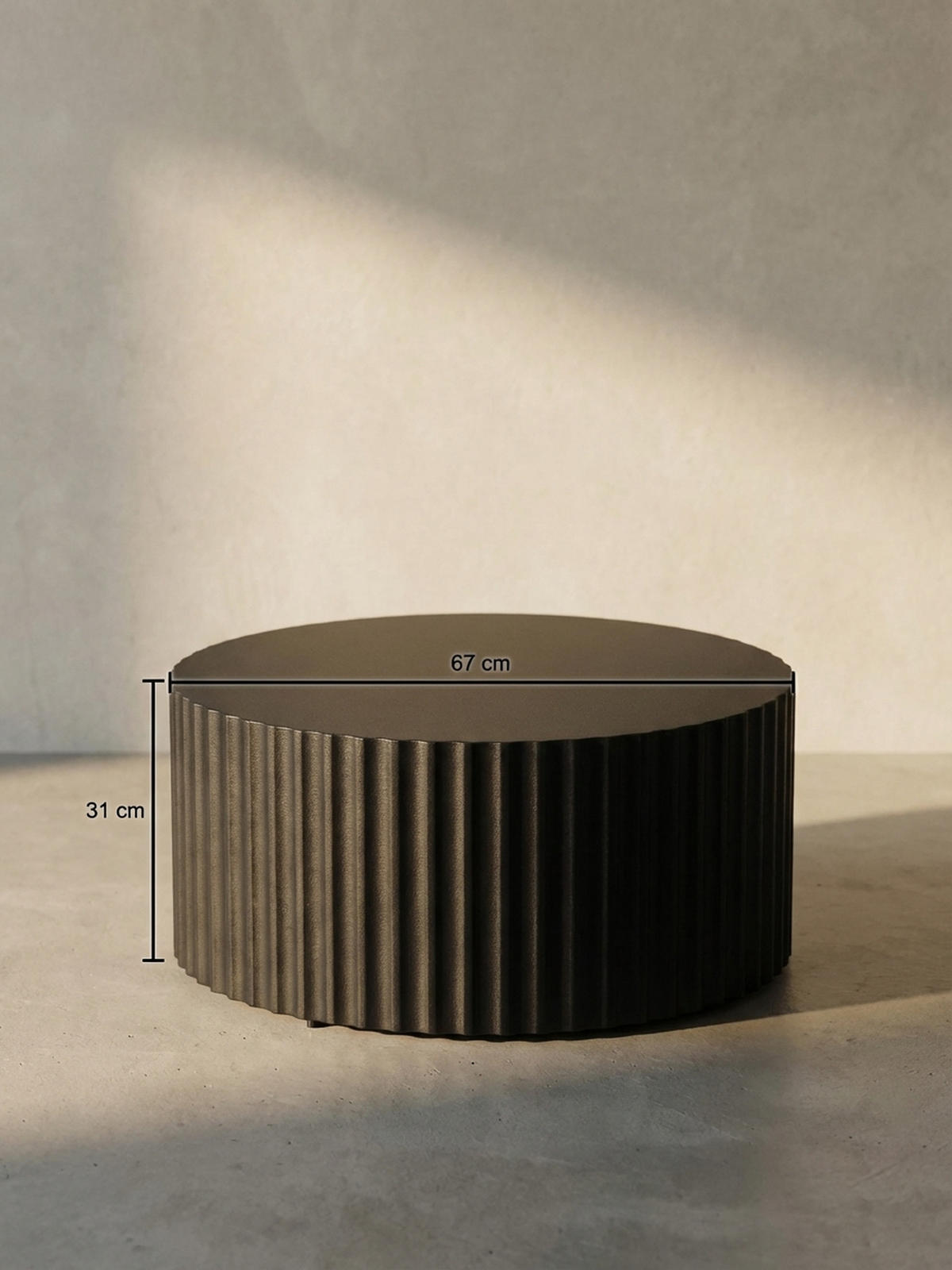 SOFATISCH Rund, Schwarz Metall, Wellenmuster, Maße 67x67x31 cm - Schwarz, Metall (67/67/31cm) - KADIMA DESIGN