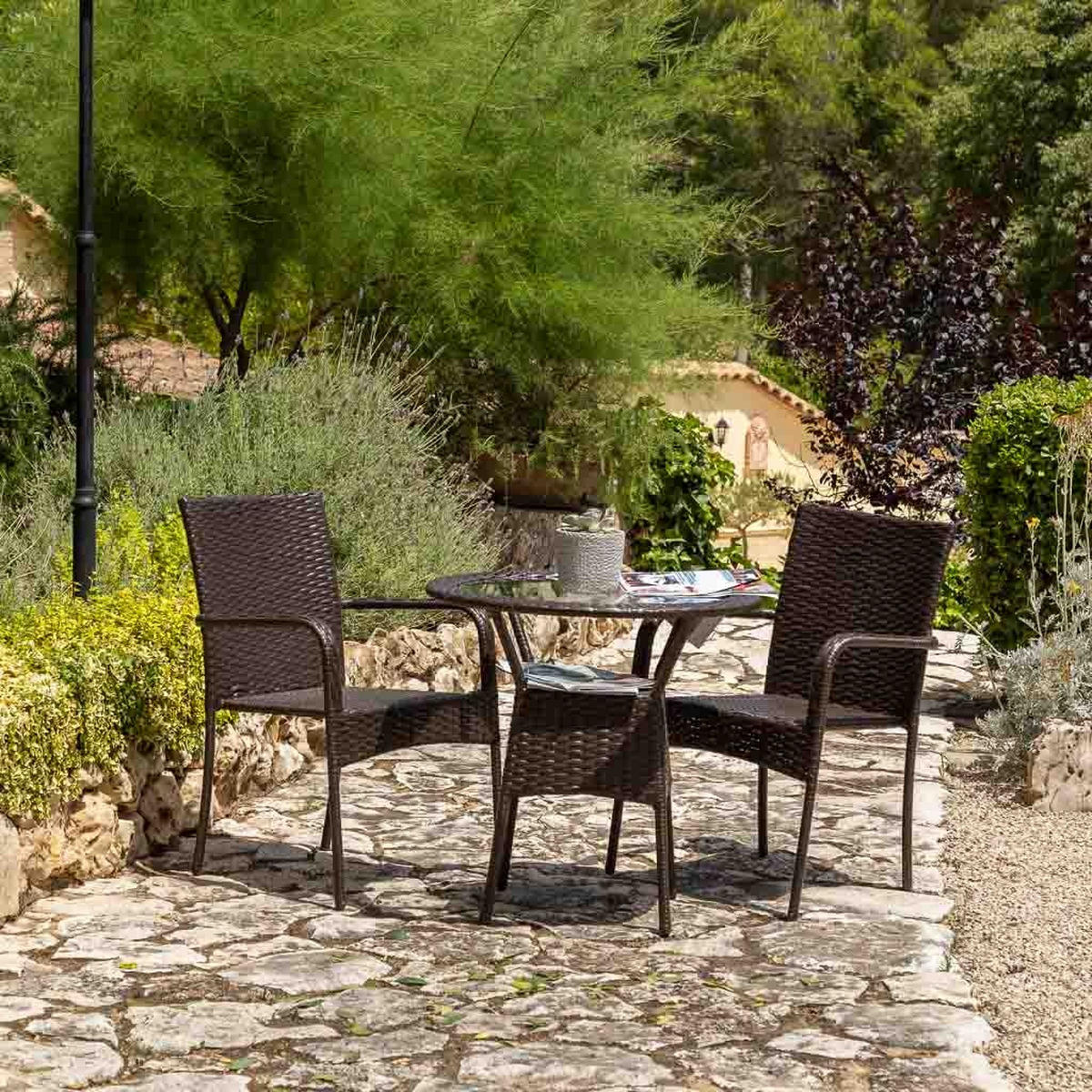 GARTEN-ESSGRUPPE, 3er-Set, braun - Braun, Naturmaterialen - Wanderlust