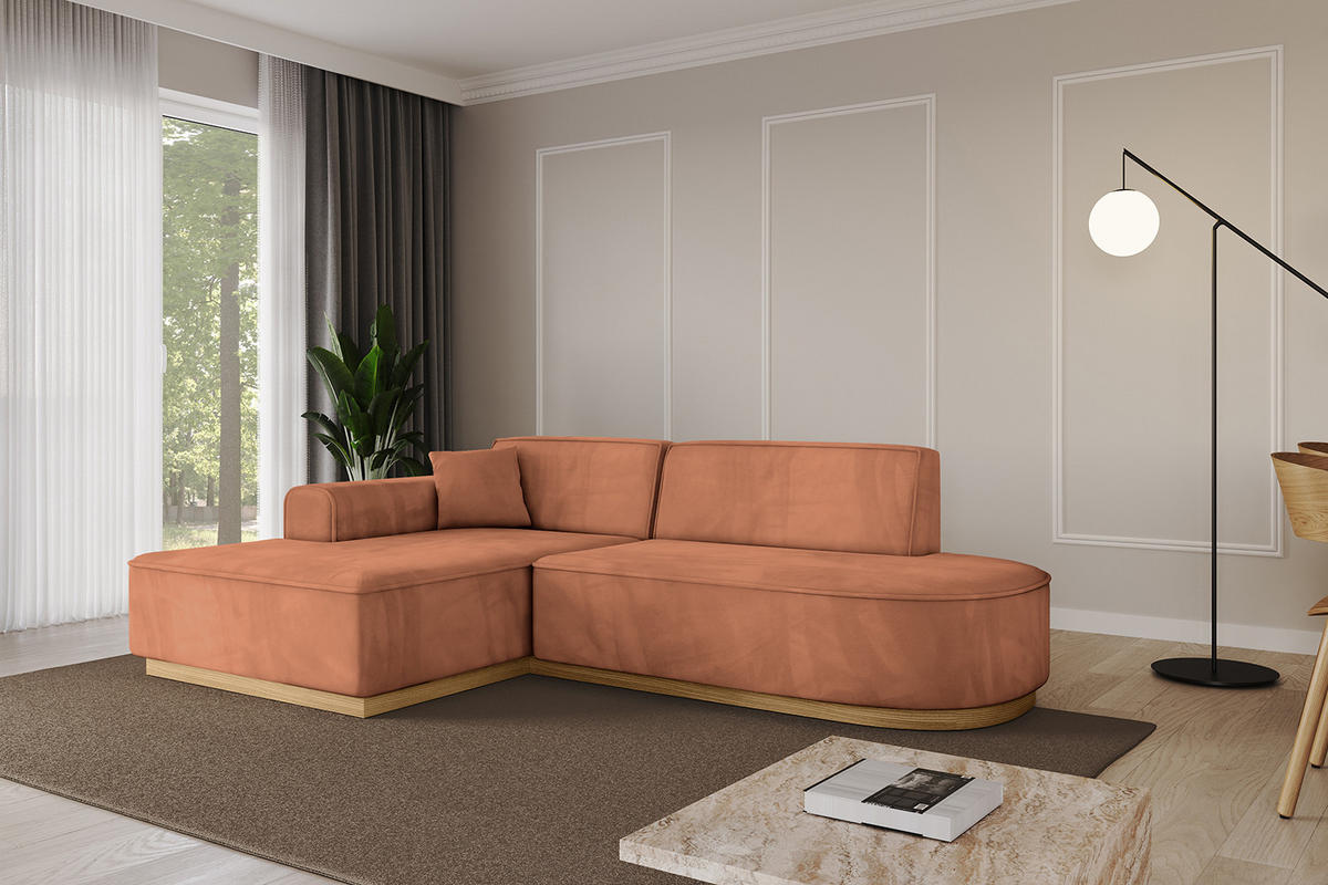 ECKSOFA Ottomane Links IREA-L1-v2 - 234x171x83 cm Koralle - Koralle, Holzwerkstoff/Textil (234/171cm) - ALTDECOR