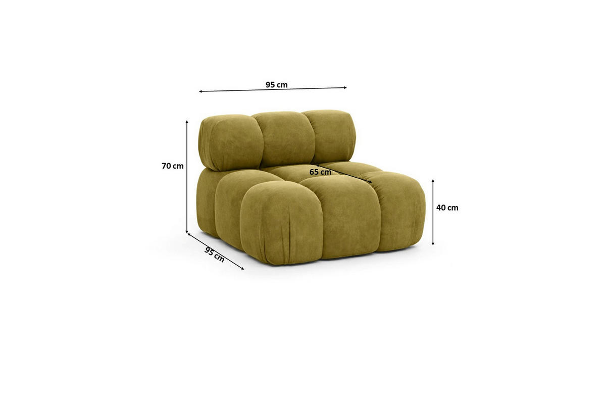 MODUL Mittig, Für Modulares System, Stoff Salvador, Olive, Selia - Olivgrün, Holz (95/70/95cm) - Kaiser Möbel