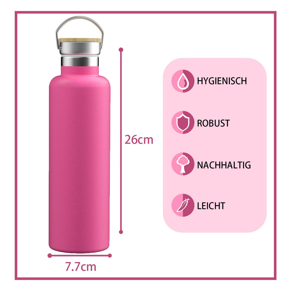 THERMOSFLASCHE Isolierkanne 750ml - Pink, Metall (0.75L) - Intirilife