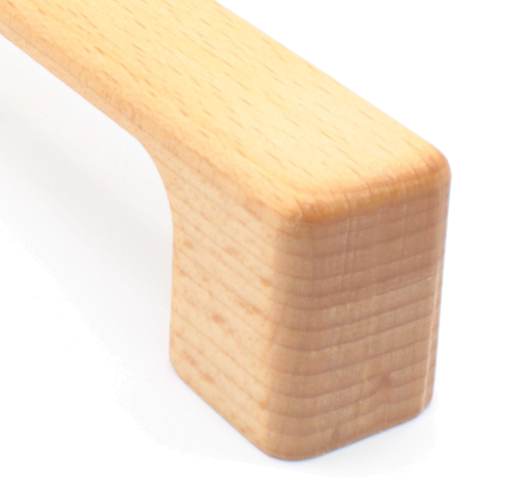 MÖBELGRIFF BA 192mm, Küchengriff Buche massiv, Holzgriff Schrank - Grau, Holz (2/2.8/21.4cm)