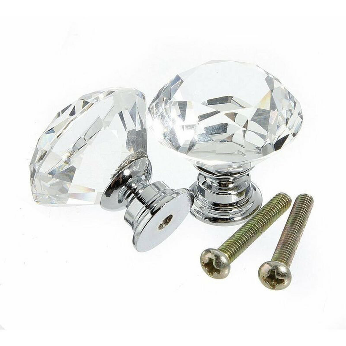 SCHRANKKNOPF Kristall Diamant 10er-Set 30 mm - Transparent, Glas (3/2.8/3cm)