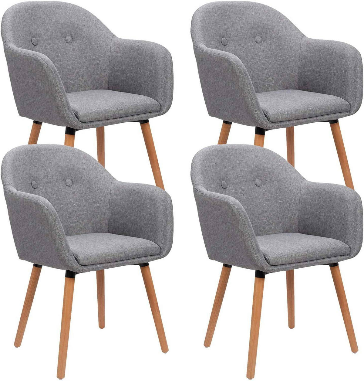 ESSZIMMERSTUHL 4 Stück Polsterstuhl Sessel, Leinen - Hellgrau/Naturfarben, Holz/Textil (50/82/42cm) - Woltu