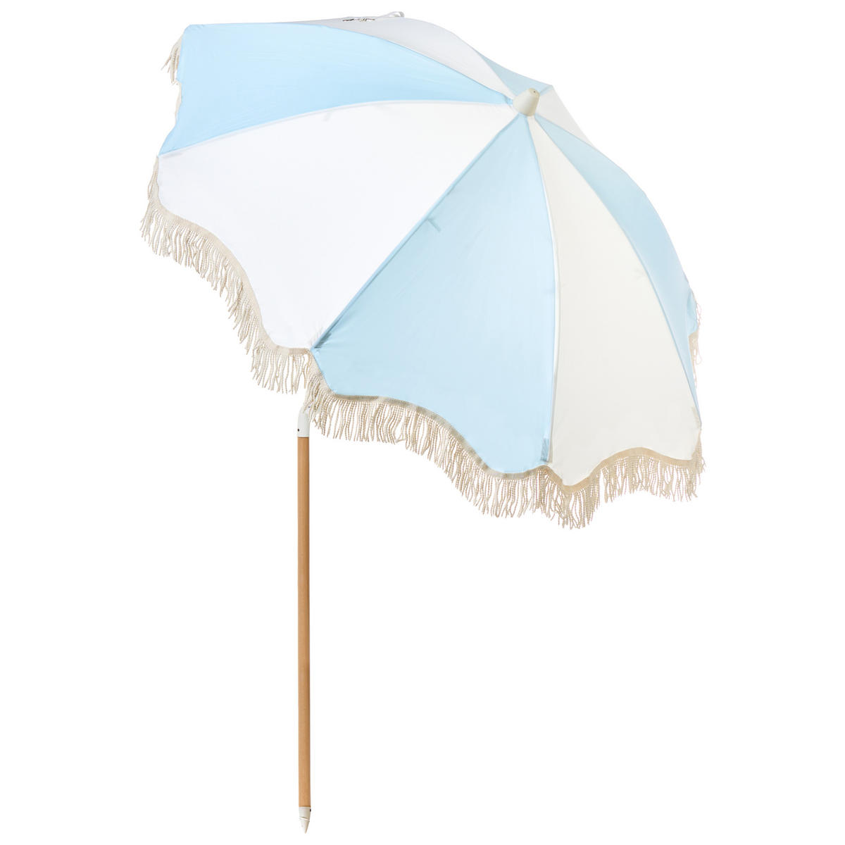 SLUNEČNÍK 155 cm Světle modrý Mondello - bílá/modrá, dřevo (155/155cm) - Beliani