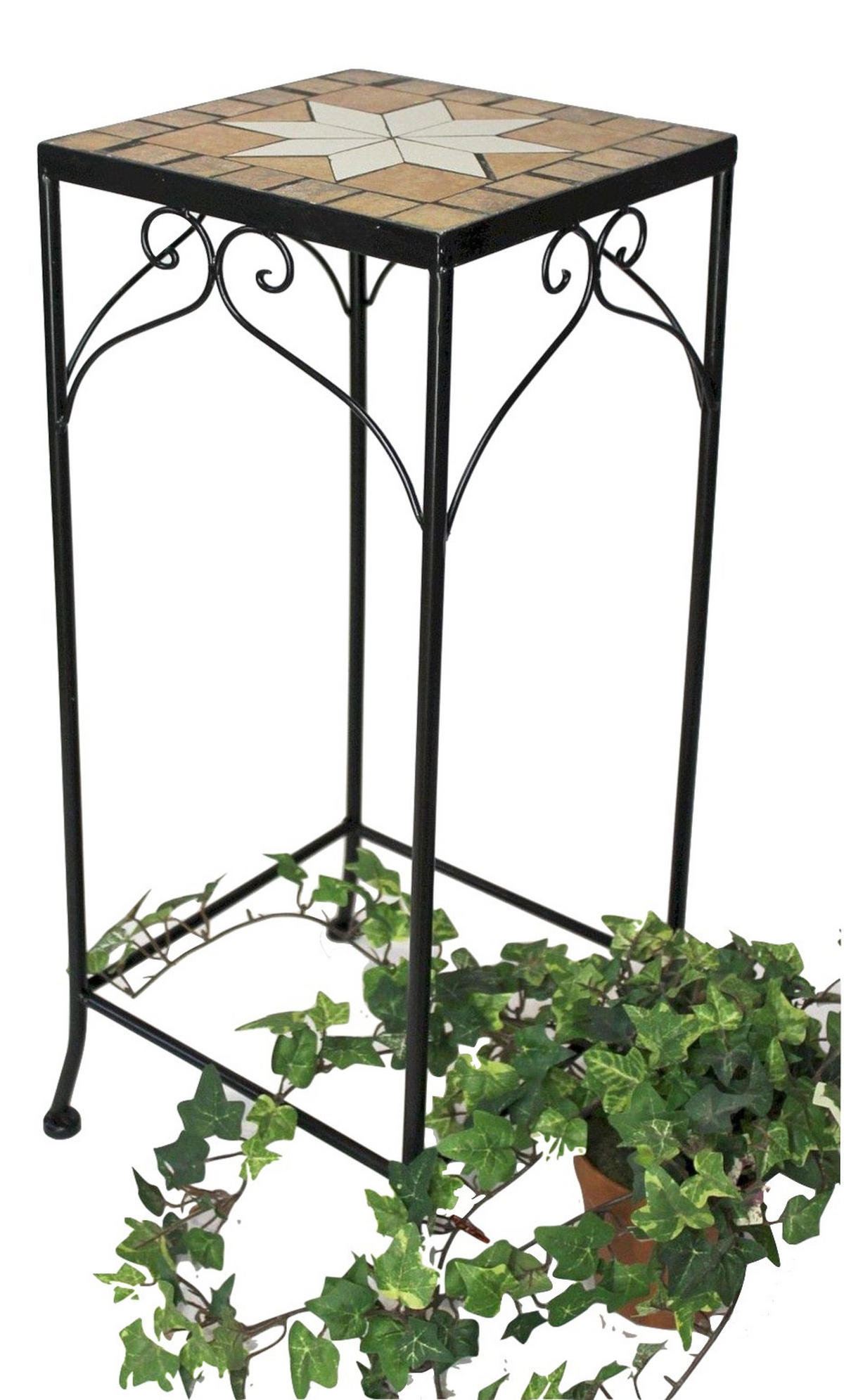 BLUMENHOCKER Metall Mosaik Eckig 62 cm 12012 L - Schwarz, Metall (24/62/24cm) - DanDiBo