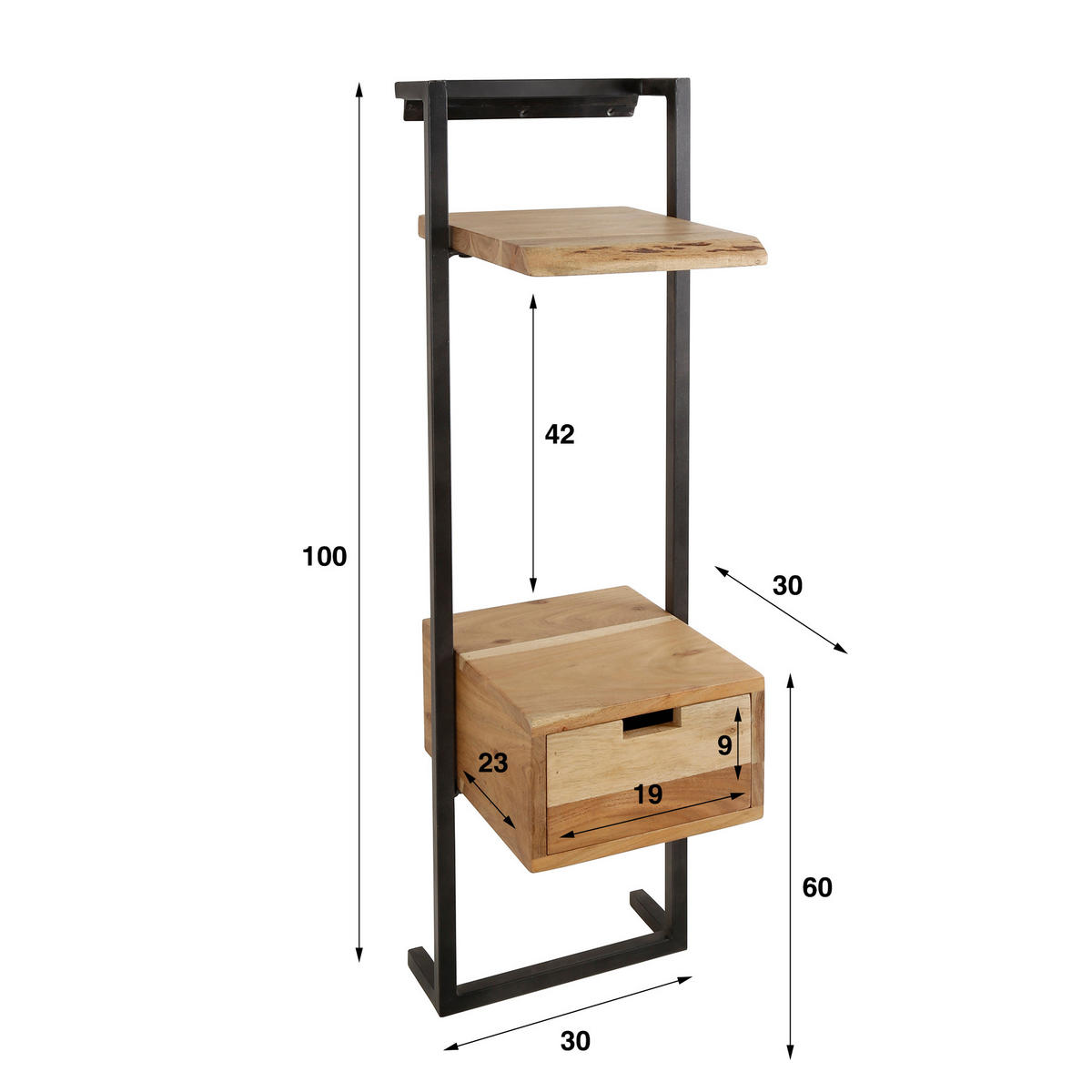 NACHTTISCH Air Solid Braun 30/30/100 cm - Braun, Holz (30/100/30cm) - Hoyz Collection