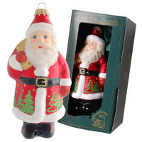 CHRISTBAUMSCHMUCK Santa mit Bäumen Rot 14cm (Glas / 1 Stk.) - Rot, Glas (6/14/6cm) - Krebs Glas Lauscha