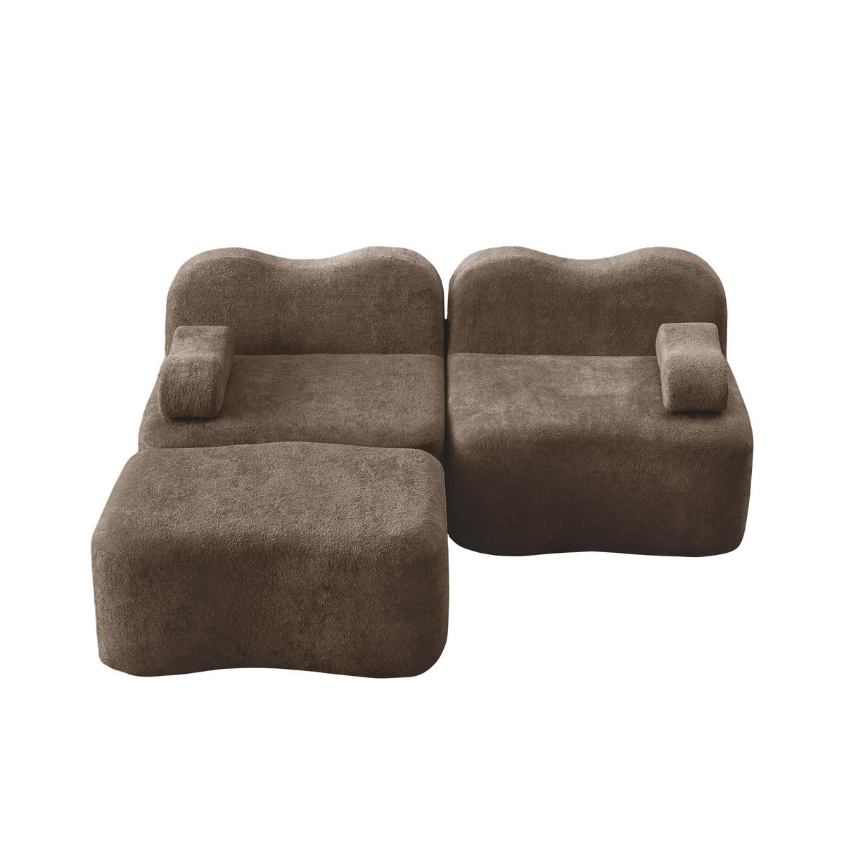 ECKSOFA DE-34348 2-Sitzer mit Wellenform Braun - Braun, Textil (167/192cm) - ComfortXL
