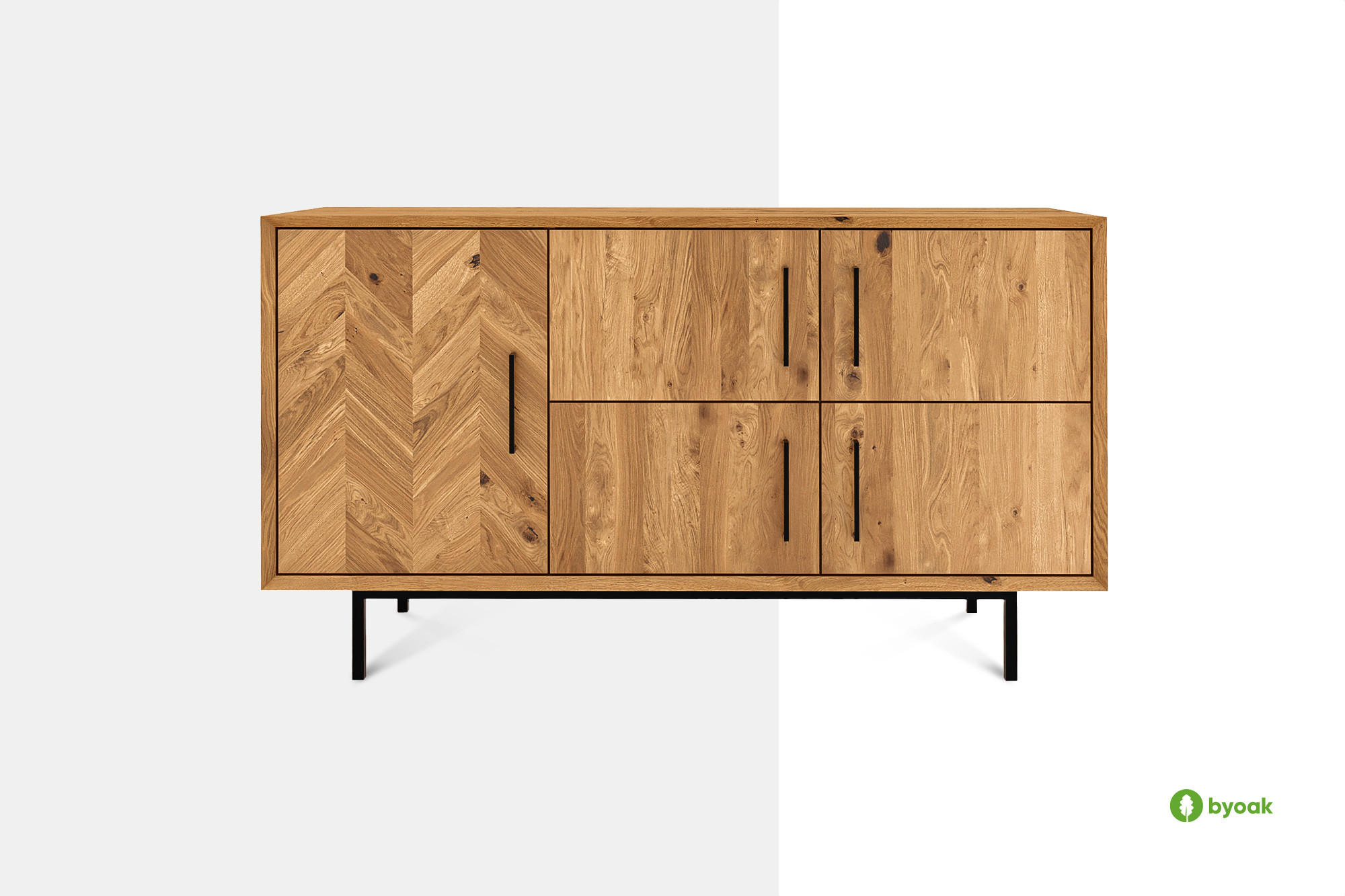KOMMODE BREIT LEON Kernbuche - Kernbuche, Holz (144/80/45cm) - byoak