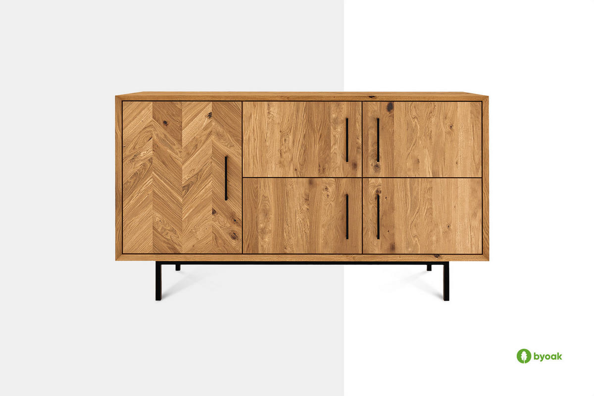 KOMMODE BREIT LEON Kernbuche - Kernbuche, Holz (144/80/45cm) - byoak