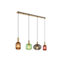 LED-PENDELLEUCHTE Breite 115cm, Lampenschirme Glas Bunt - Hellbraun/Messingfarben, Glas/Metall (30/115/120cm) - meineWunschleuchte